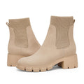 Womens Lug Sole Platform Ankle Boots Elastic Chunky Block Heel Non-Slip Combat Comfortable Chelsea Booties