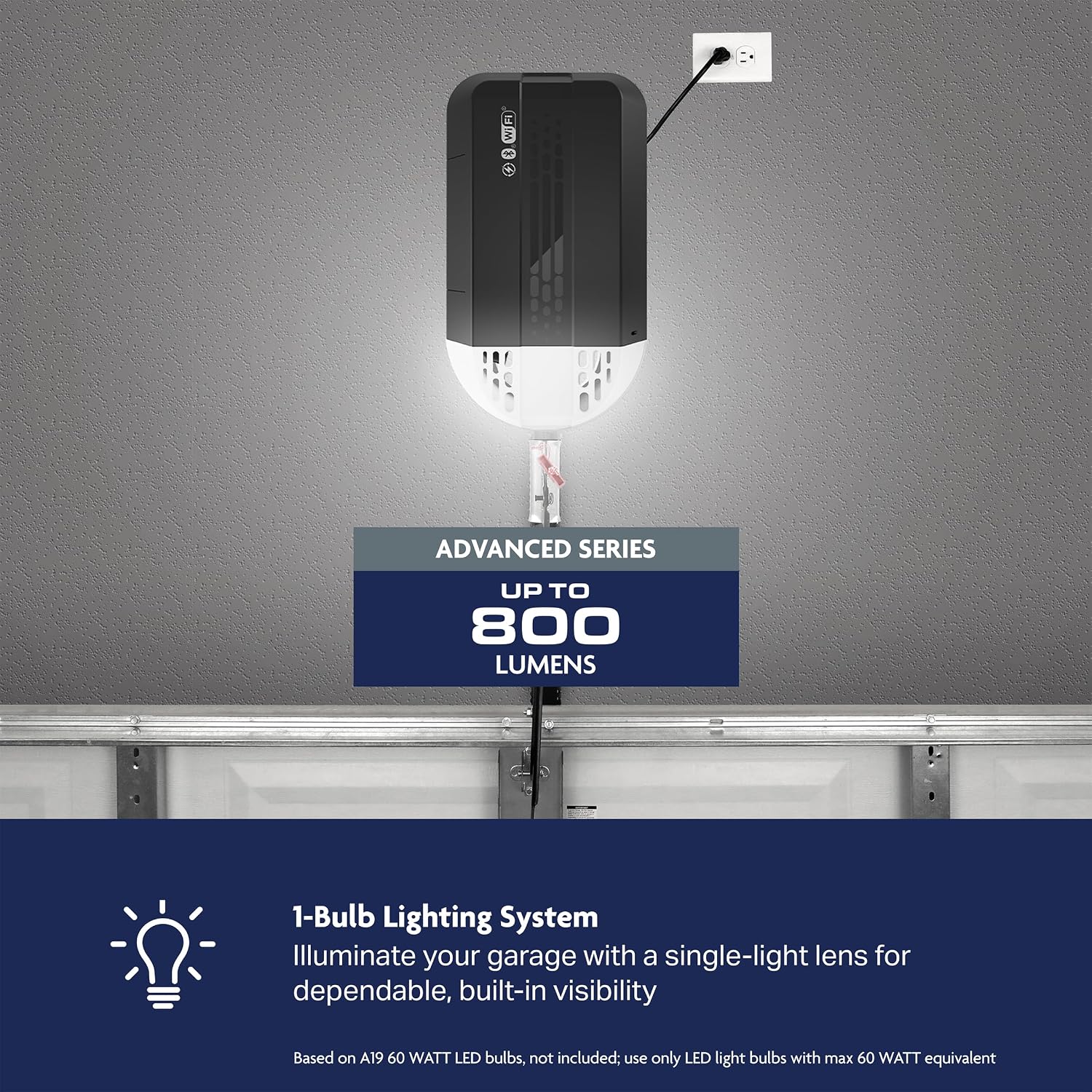 Chain Drive myQ Garage Door Opener, 1/2 HP w/Battery Backup