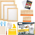 23 Pieces Screen Printing Starter Kit, 3 Wood Frames with Mesh | Includes squeegees, inkjet transparency film, ink