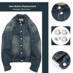 [Upgraded] 8 Sets Jean Buttons pins No Sew Instant 17mm Replacement Button Adjustable Pants Buttons Kit