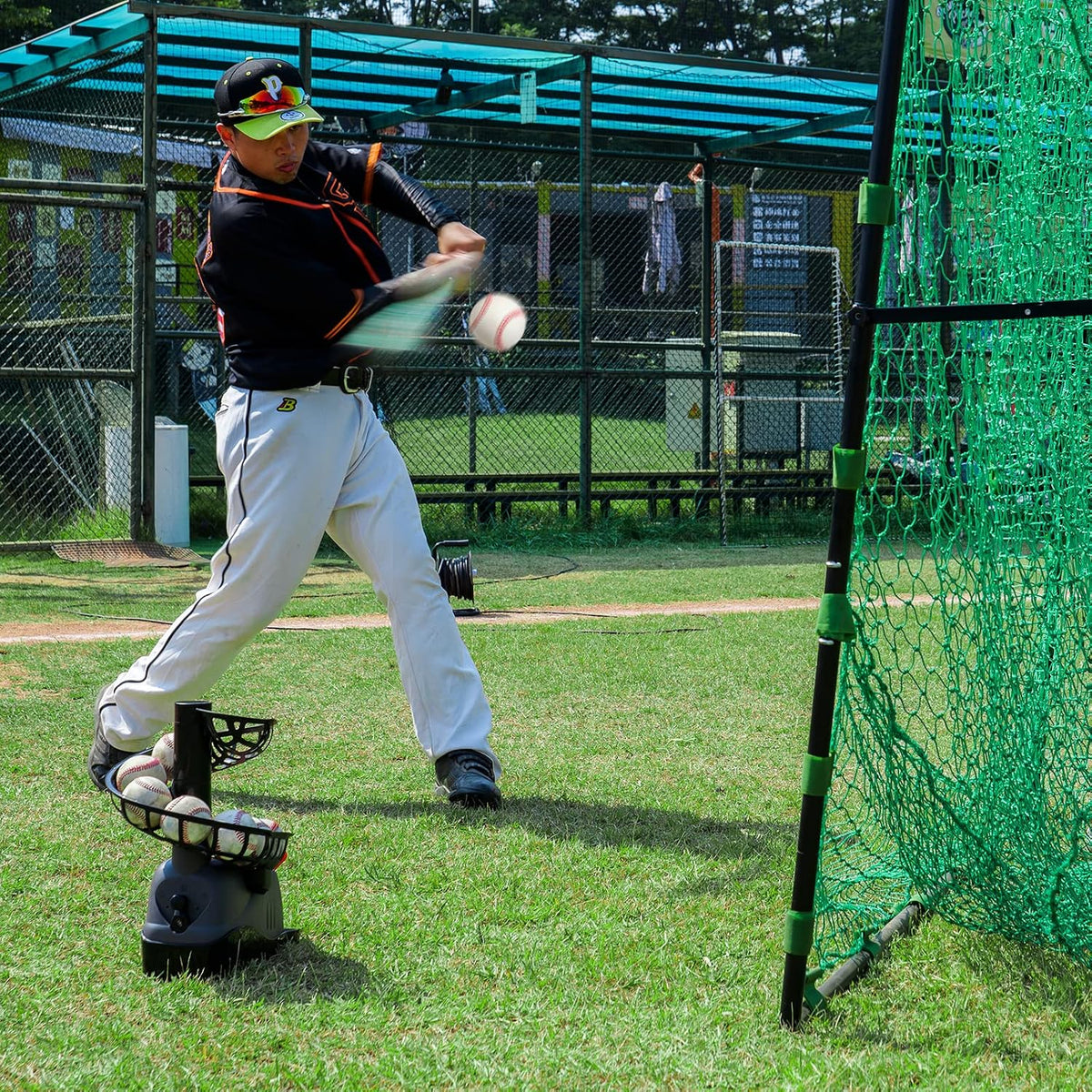 898BH Baseball Soft Toss Machine, Angle Adjustable, Step On Paddle and Release to Launch, No Power Supply Needed