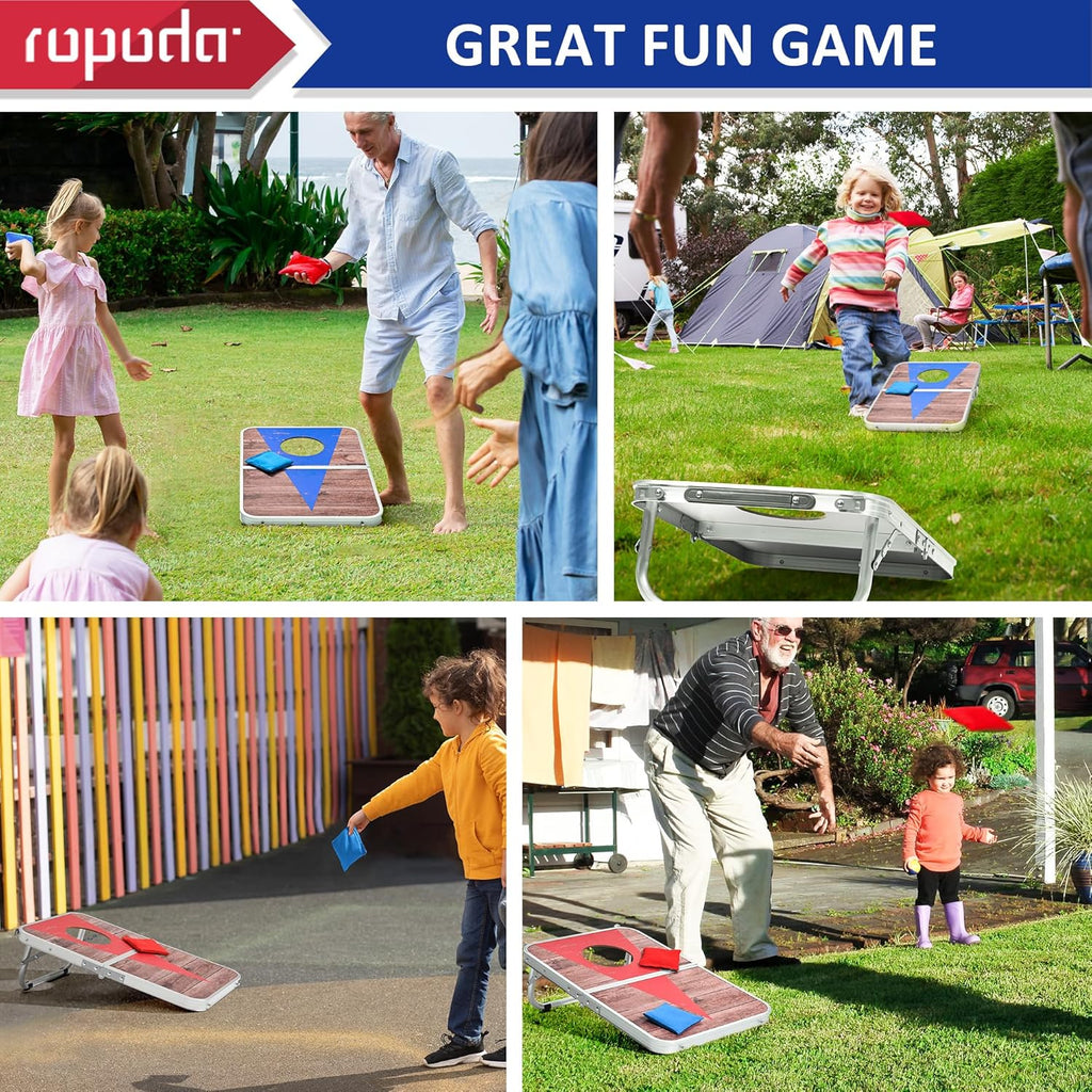 Portable Cornhole Board Set,24x16 / 30×20in Corn Hole Games for Adults with 8 Bean Bags, Lightweight Aluminum Alloy