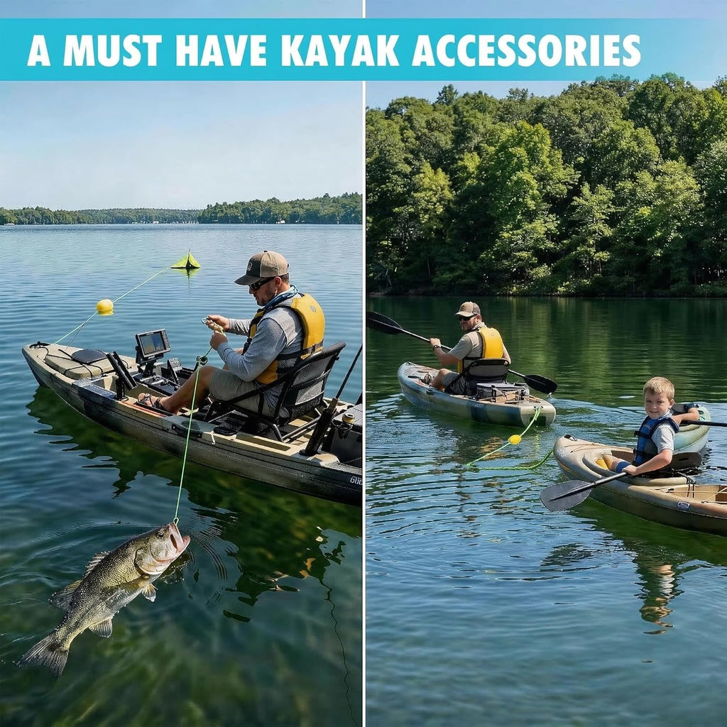 Kayak Tow Line, Drift Sock Anchor Rope for Fishing Boats and Buoys | 316 Stainless Clips, Anchor Rope and Buoy for