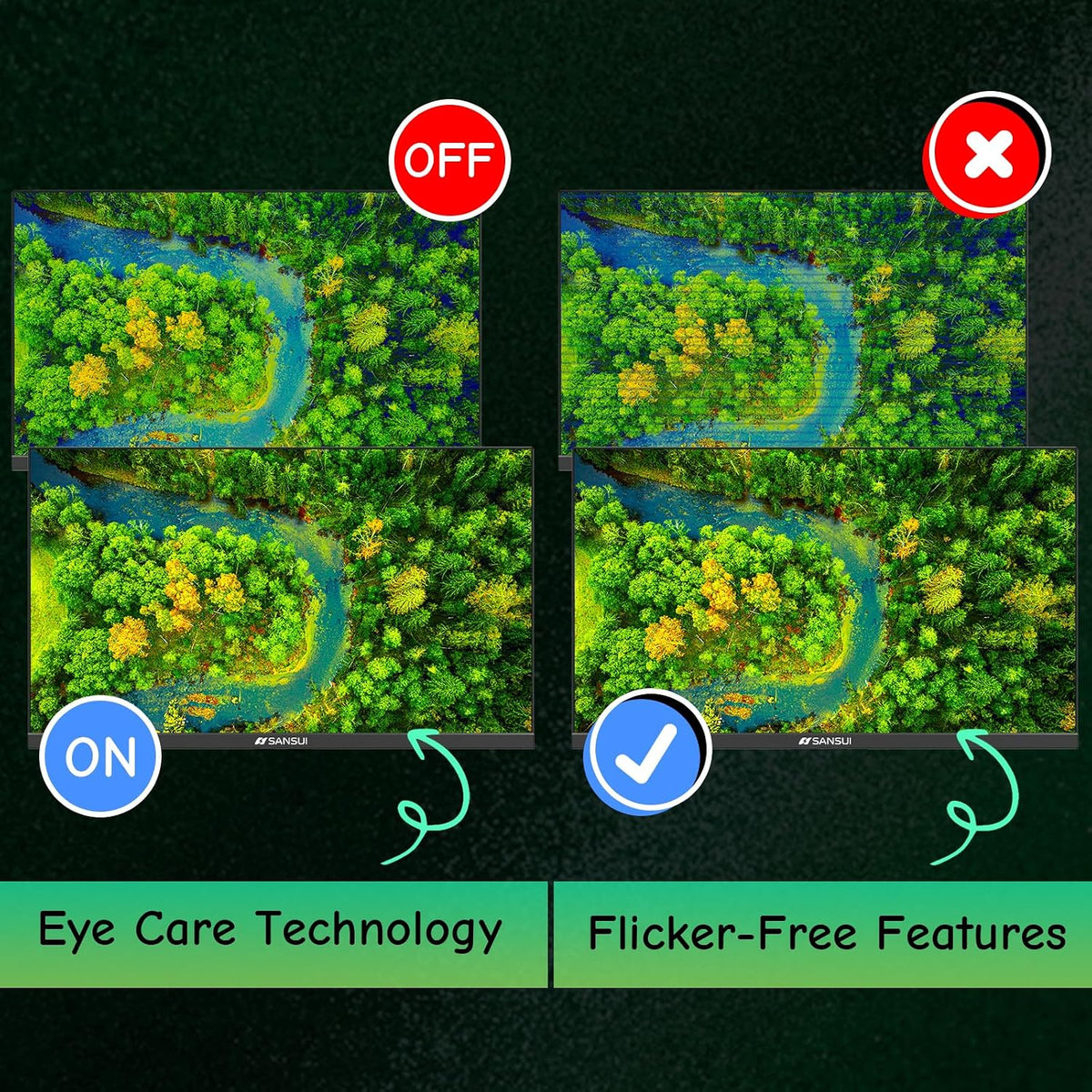 Computer Monitor 24 inch Eye Care FHD 1080P Display HDMI,VGA Ports with 178° Viewing Angle/Frame-Less/Tilt/VESA