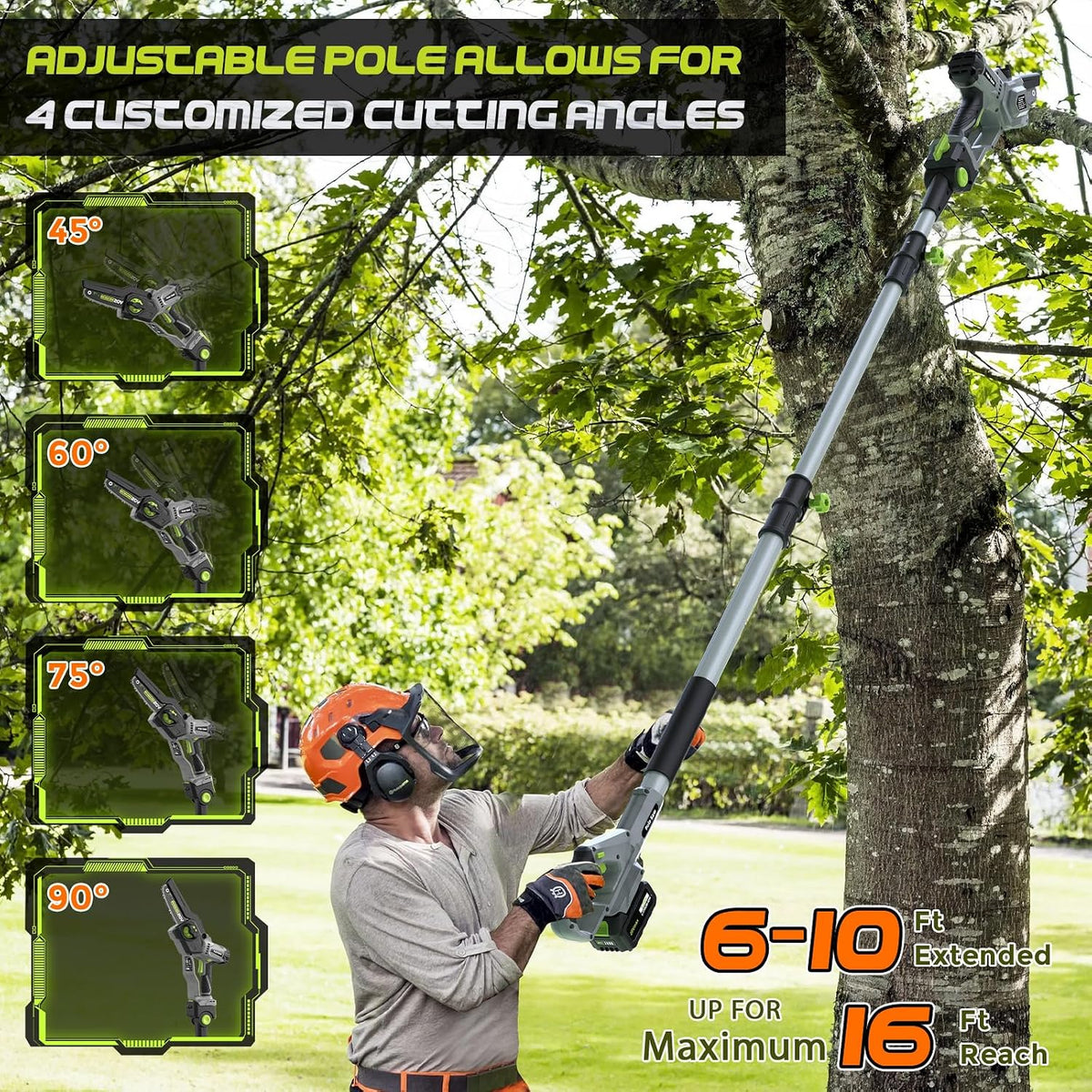 2-in-1 Cordless Pole Saw (2025 Upgraded), 7 Inch Brushless Mini Chainsaw with Extension Pole, Pole Saws for Tree