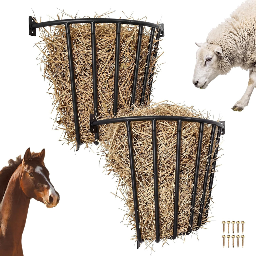 2 Pack Horse Goat Hay Feeder, 30'' Corner Hay Rack Wall Mounted