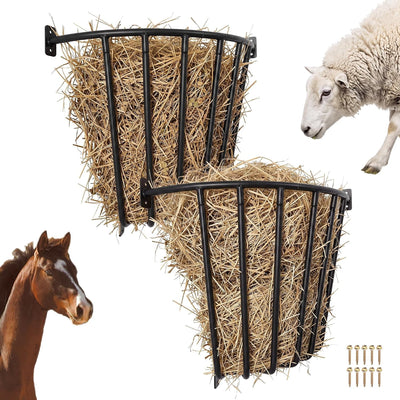 2 Pack Horse Goat Hay Feeder, 30'' Corner Hay Rack Wall Mounted