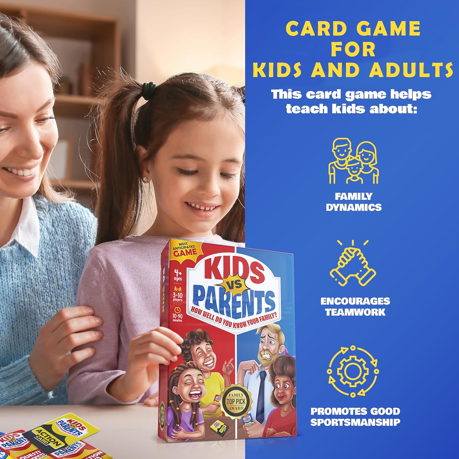 Kids VS Parents – A Hilarious Family Game with Conversation Starters & Fun Challenges – Card Game for Kids, Teens &