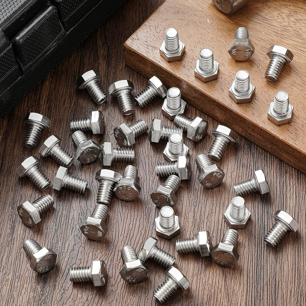 Zonon 50 Pcs 5/16-18 x 1/2" Hex Head Screw Bolt, Silver