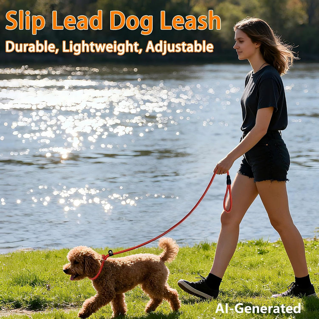 3-Pack 10mm Woven Nylon Dog Slip Leashes, 4.6FT, Red Black Blue