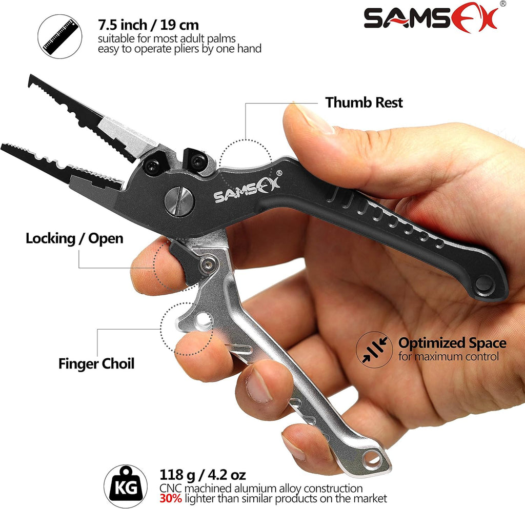 Aluminum Fishing Pliers Hook Remover Braid Line Cutter with Coiled Lanyard, Fly Fishing Knot Tying Tool & Retractors