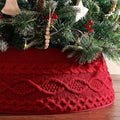 Knitted Christmas Tree Collar: Burgundy Cable Knit Styles Christmas Tree Collars for Artificial Trees, Crossed