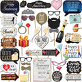 Anniversary Photo Booth Props - 41-pc Photobooth Kit with 8 x 10-Inch Sign, 60 Adhesive Pads, 45 Sticks - Wedding