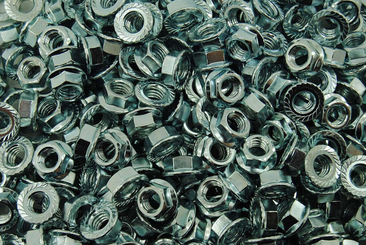 (400) Serrated Flange 3/8-16 Hex Lock Nuts - Zinc Plated
