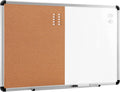 Magnetic Dry Erase Whiteboard & Cork Board Combo, Wall Mounted for Home, Office and Classroom, Aluminum Frame, 36" x