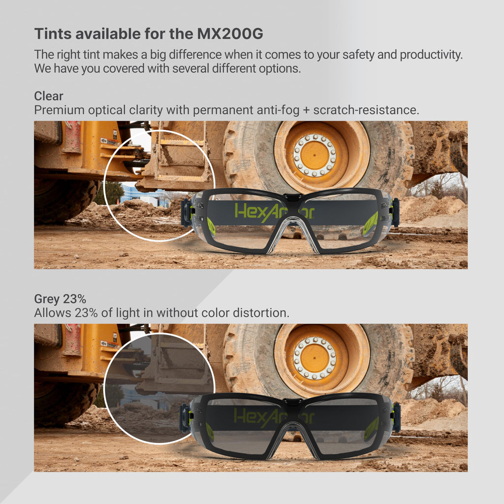 MX200G Clear Anti Fog Spoggle Safety Glasses with Foam Gasket