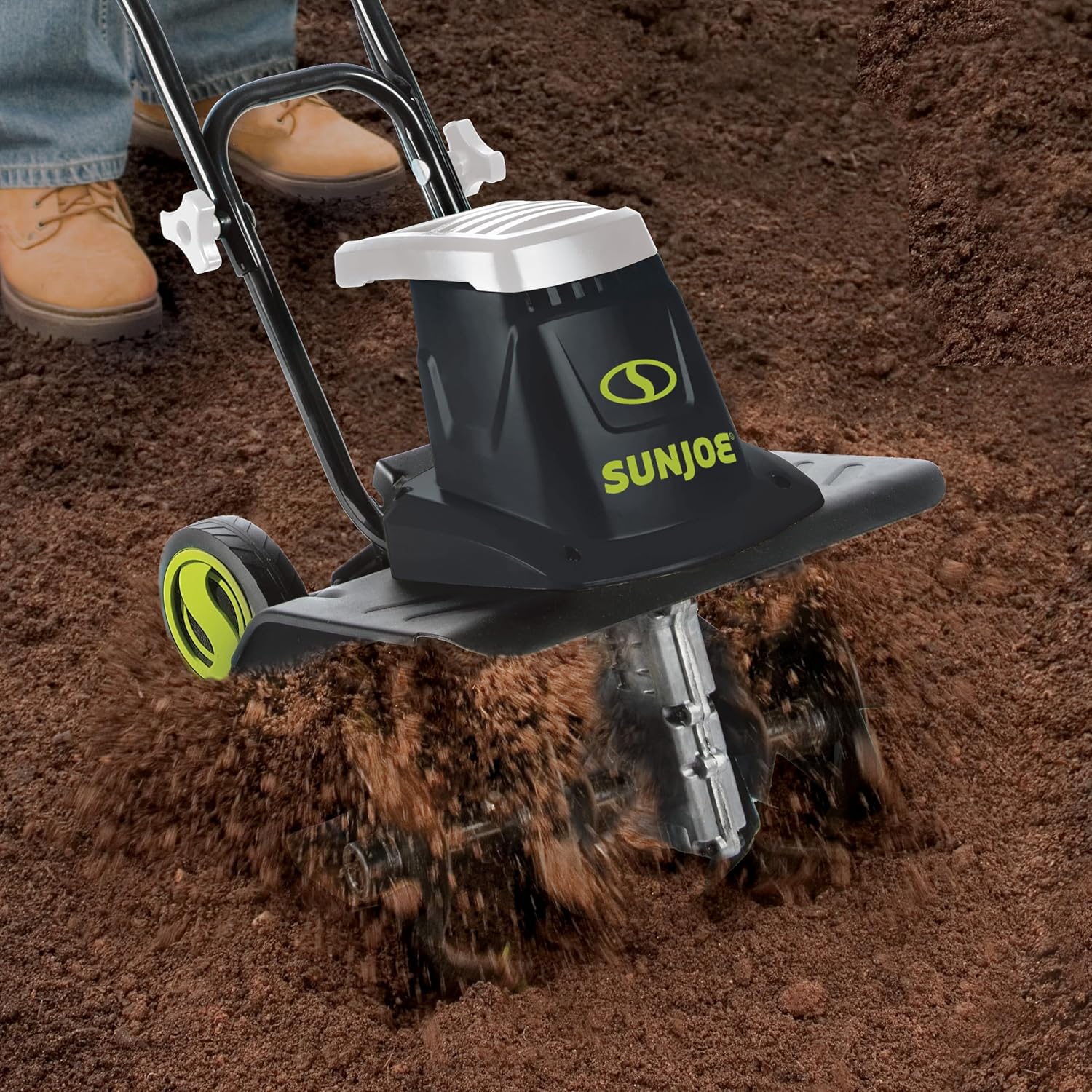Corded Electric Garden Tiller & Cultivator with Steel Tines, 16", 13.5-Amp Motor - Heavy-Duty Tilling Machine for