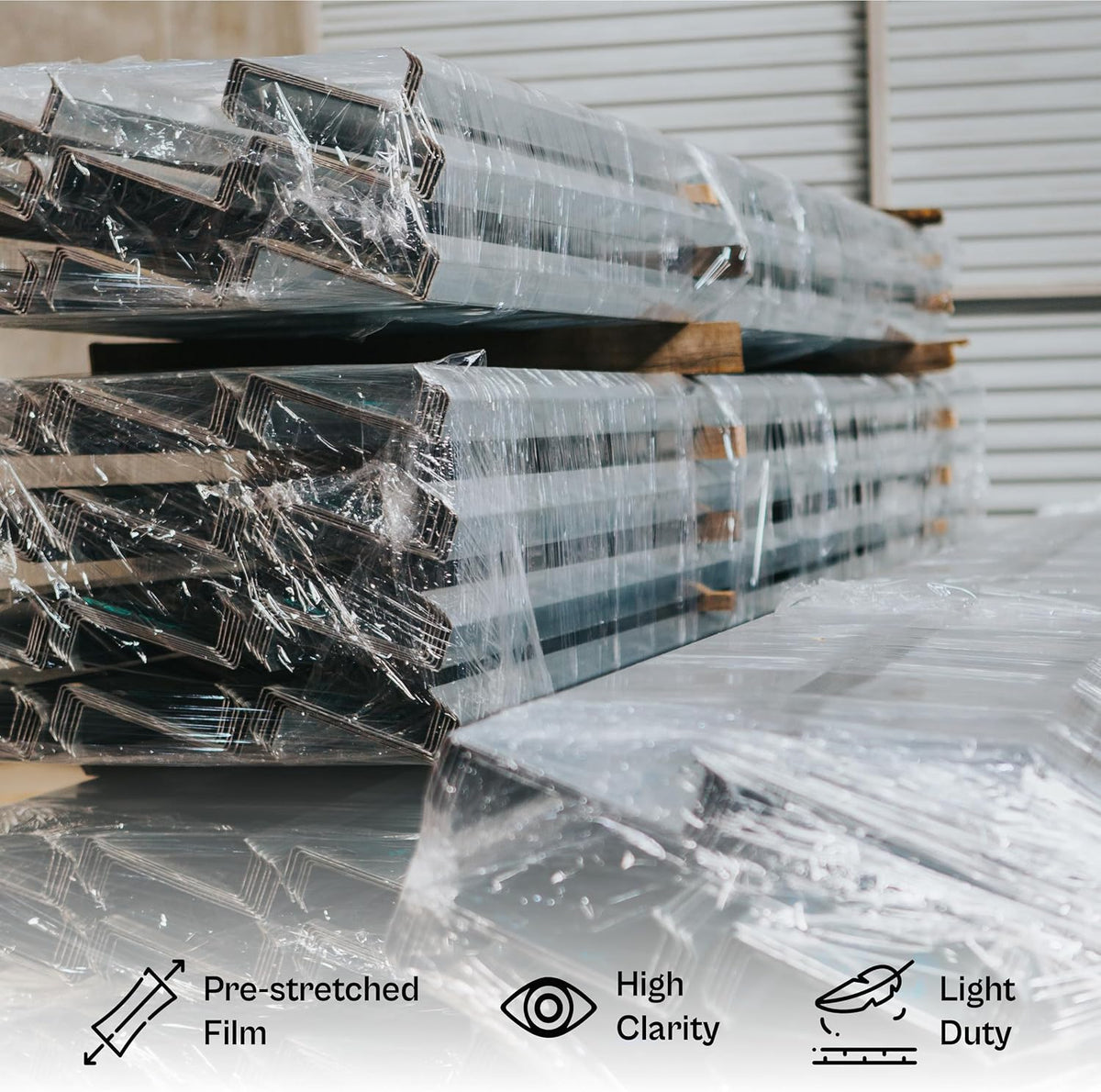 Pre-Stretched Stretch Wrap, 4 Pack, 15 Inch x 1476 Feet, 34 Gauge, Clear, Large Plastic Cling Film for Pallets Moving