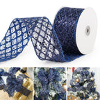 Navy Blue Mesh Wired Ribbon 2.5 Inch 10 Yards