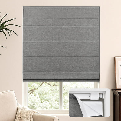No Drill Cordless Roman Shades, 22" W x 60" H, Vintage Ash
