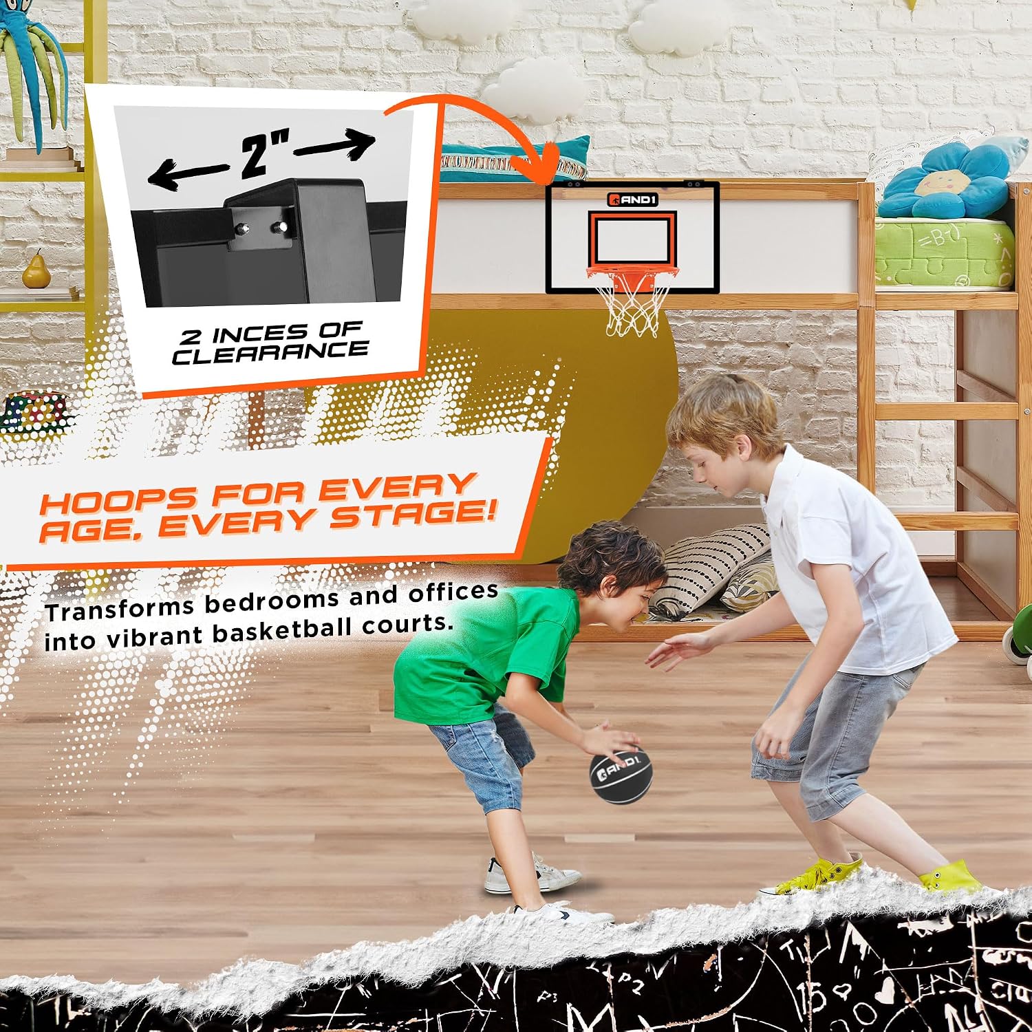 Over the Door Mini Basketball Hoop: 18x12 Shatterproof Backboard, 2 Mini Basketballs, and Hand Pump Included