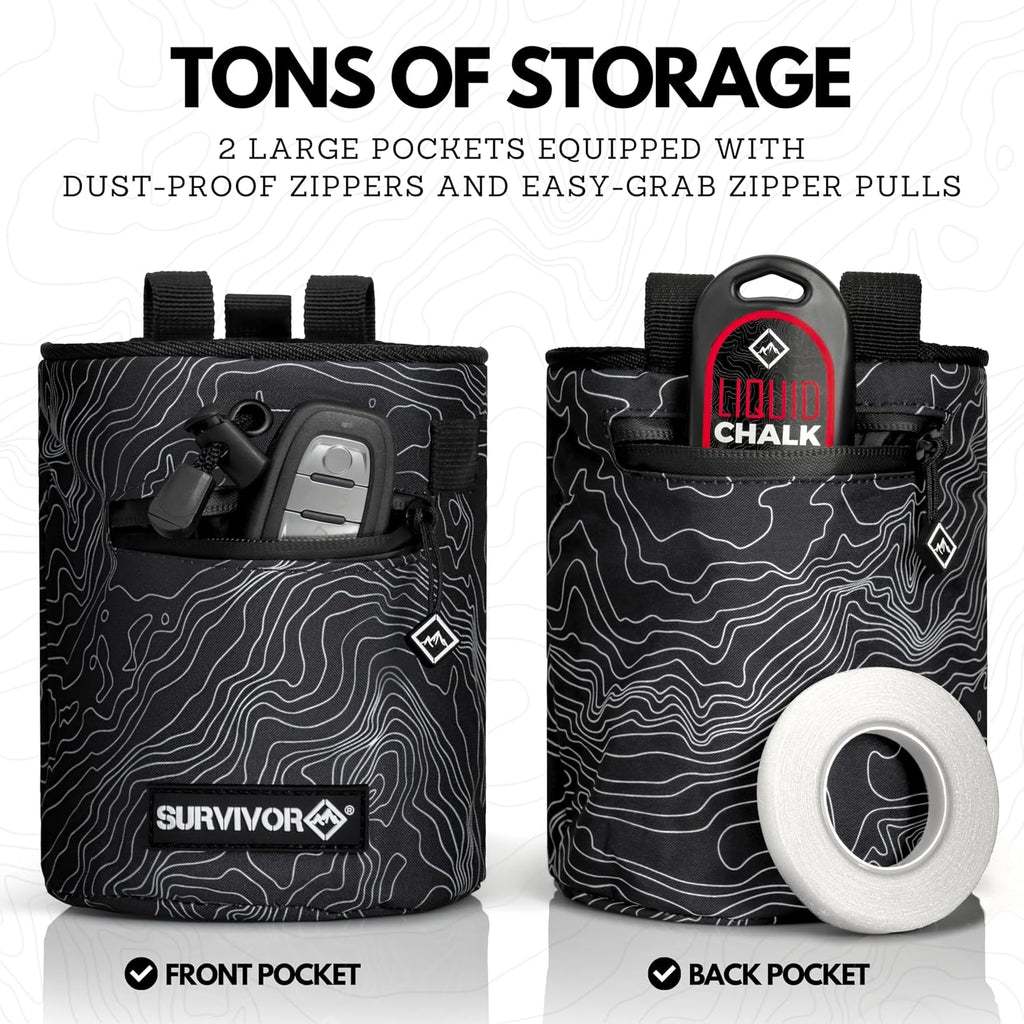 Chalk Bag for Rock Climbing, Bouldering, Weightlifting, and More