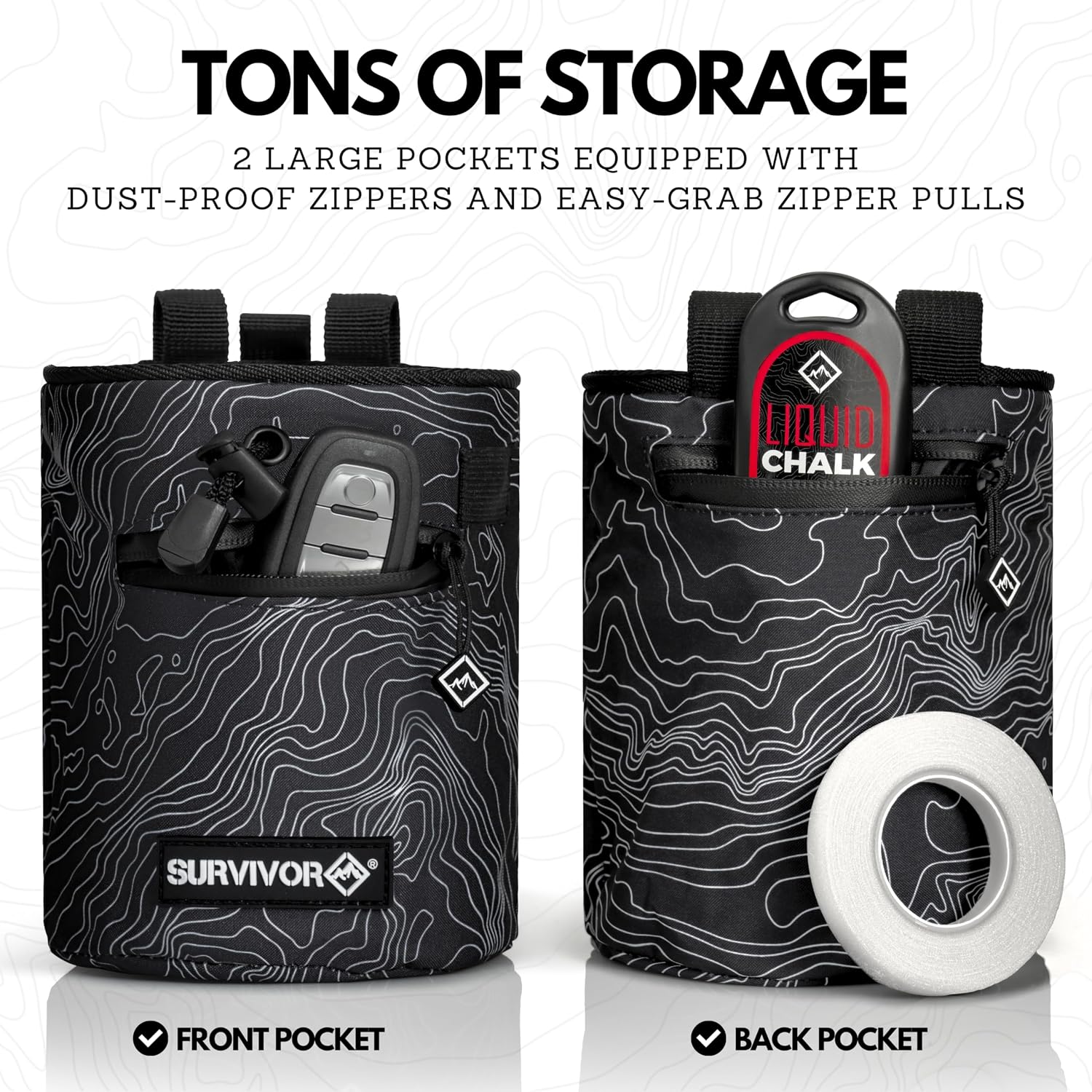Chalk Bag for Rock Climbing, Bouldering, Weightlifting, and More