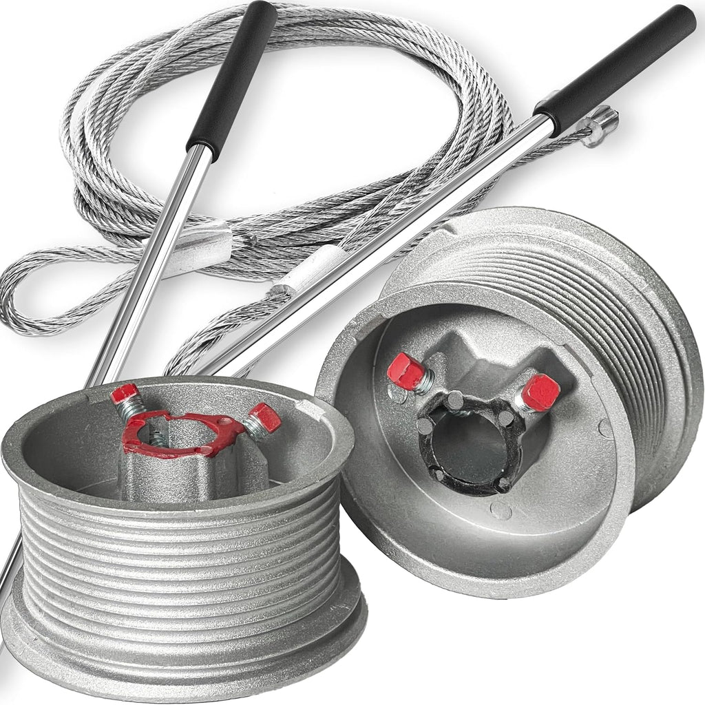 3-Pieces Bundle - Standard Lift Drums / 11.5ft Long Cables/Non-Slip Torsion Spring Winding Bar