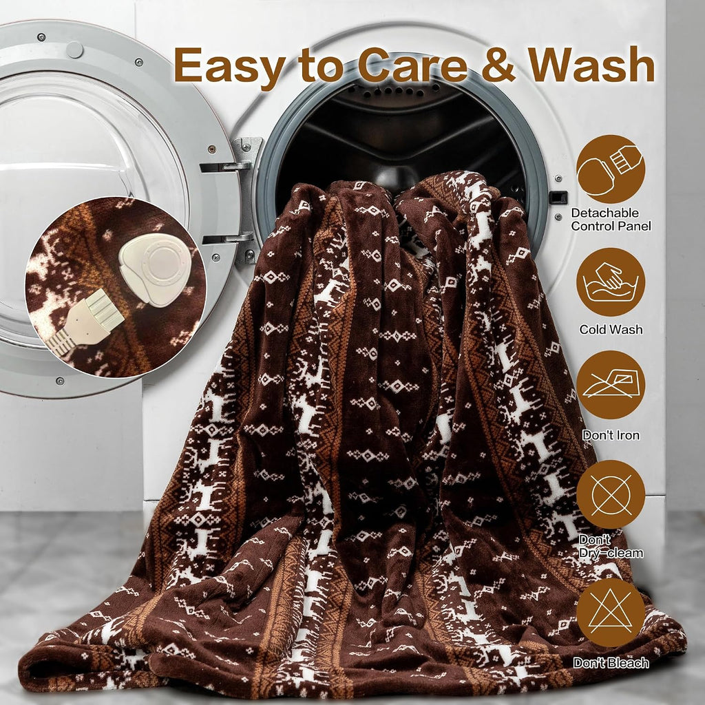 Electric Heated Blanket, Super Cozy 2-Layer Flannel Heated Throw | ETL & FCC Certified, 3 Heating Levels, 4H Auto