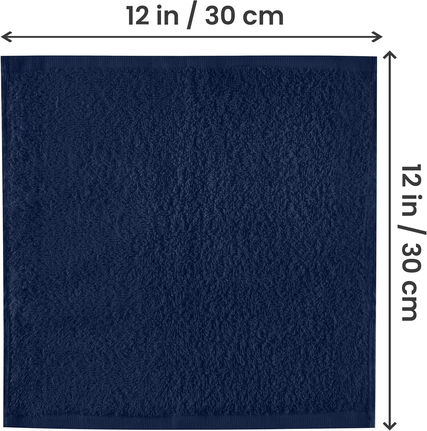 24 Pack Washcloths, 12x12 in, 100% Cotton, Navy | Premium 100% Ring Spun Cotton Face Cloths - Highly Absorbent, Fast
