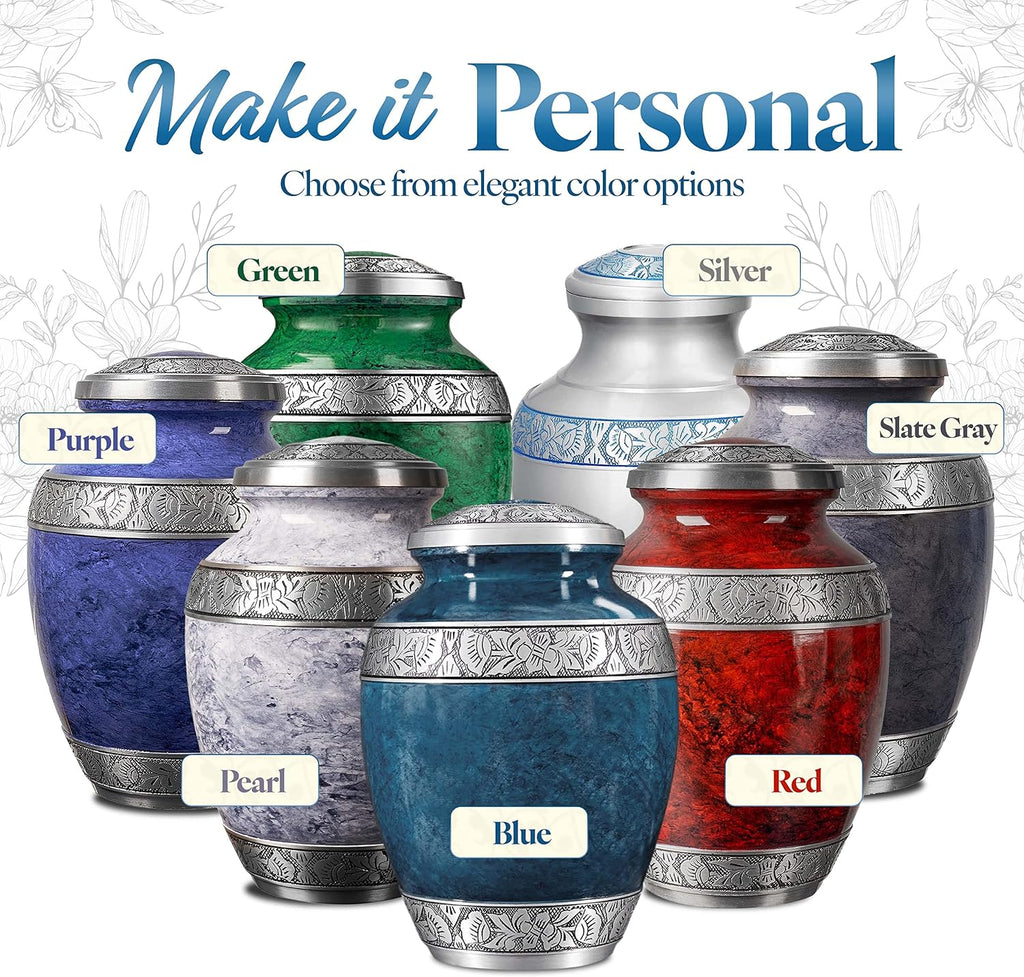 Cremation Urn for Adult Human Ashes - Funeral Memorial - (Blue - 10" x 7")