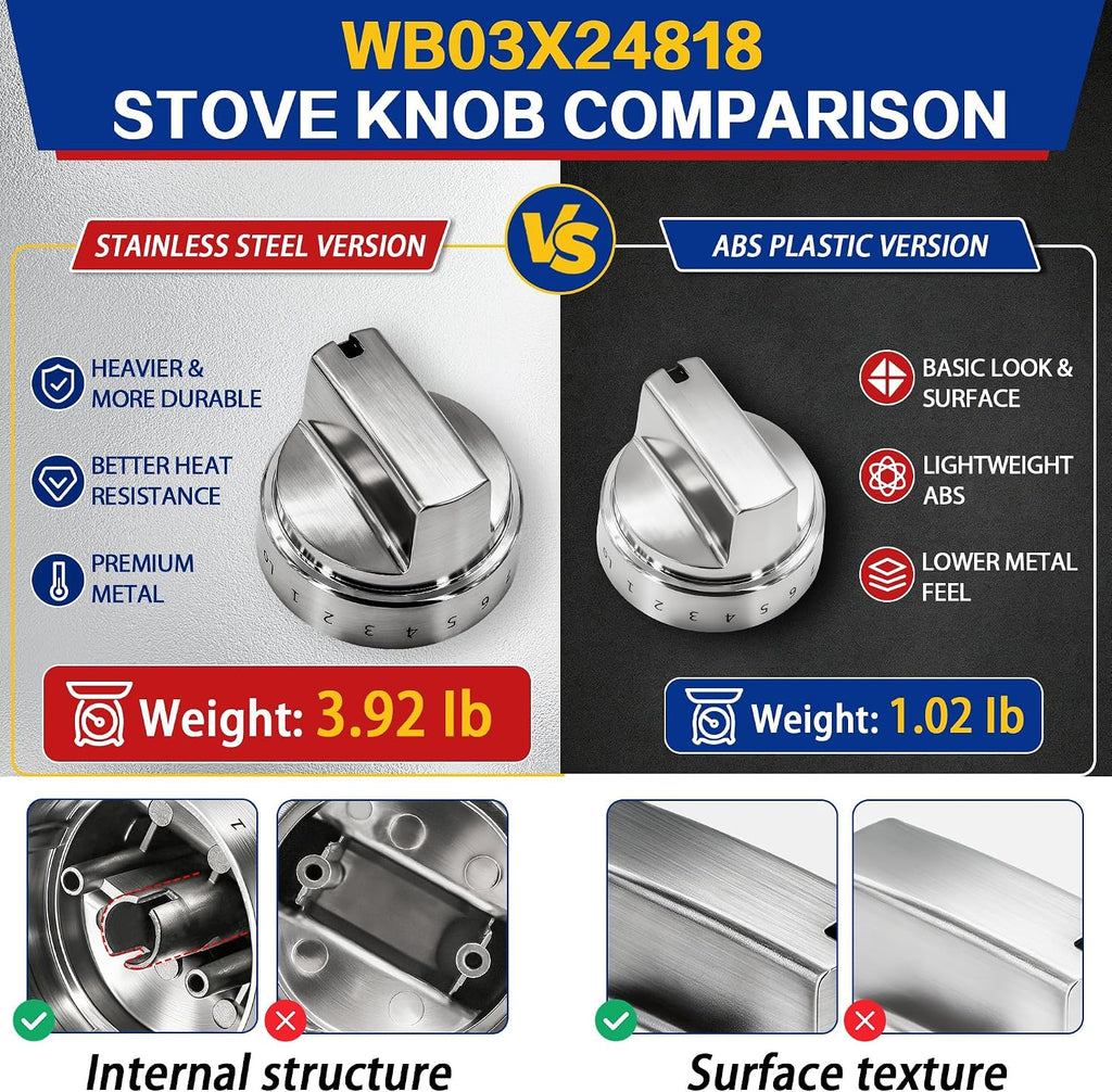 JGB700SEJ1SS JGB700SEJ4SS JGB735SP1SS Stainless Steel Stove Knob Fit for GE