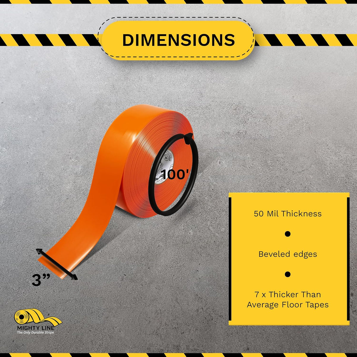 5S Floor Marking Tape, 3 in Wide, 100 ft Roll, Orange