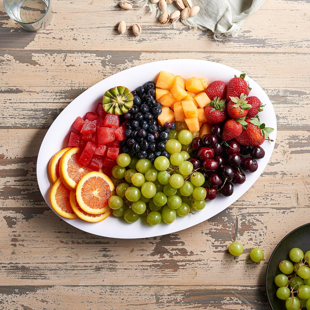 White Plastic Oval Serving Trays - Serving Platters Oval Pack of 4