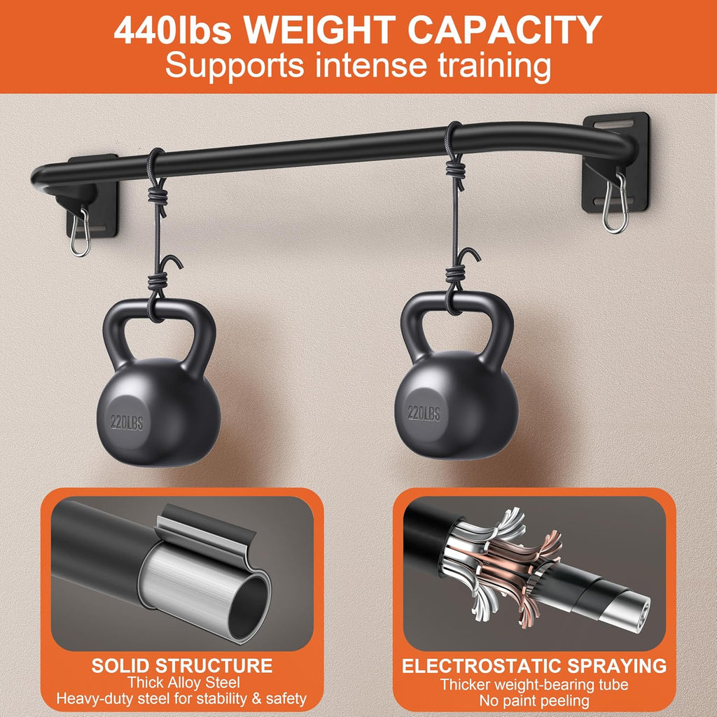 Wall Mount Pull Up Bar, Heavy Duty Alloy Steel Hanging Bar for Exercise, Multi-Functional Doorway Pull Up Bar for