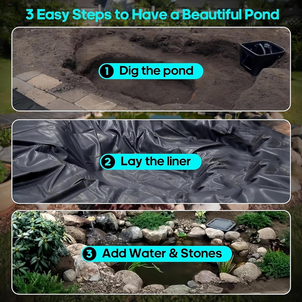 7 x 10 FT Pond Liner, Fish Pond HDPE Liner Waterproof Flexible