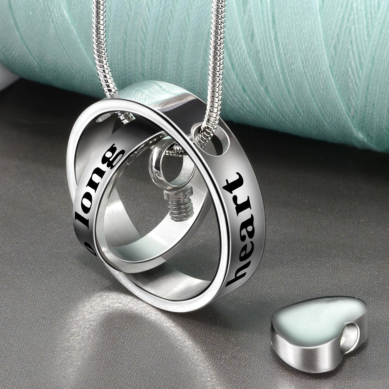 Cremation Jewelry No Longer By My Side, Forever In My Heart Carved Locket Memorial Necklace Keepsake Urn Pendant