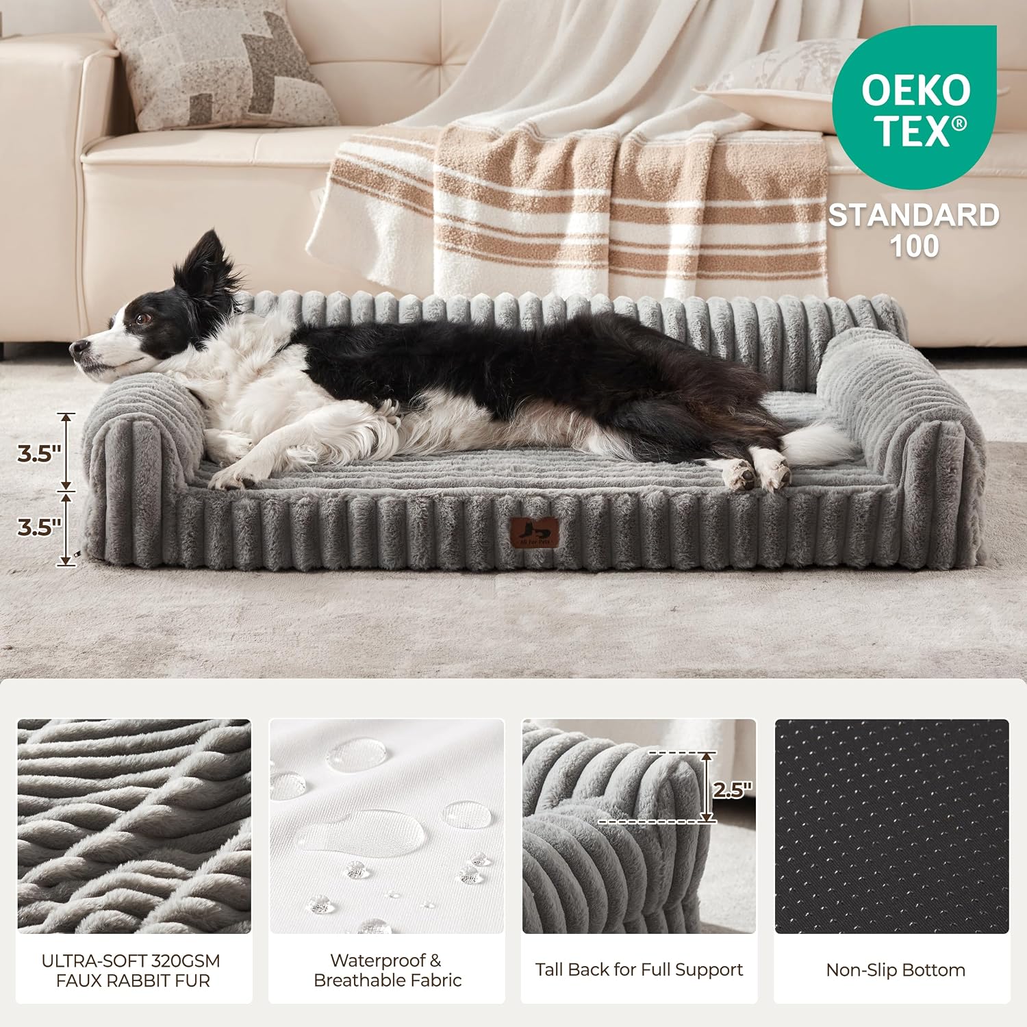 Orthopedic Dog Bed Large Pet Beds with Removable Washable Cover, Couch-Like Sofa Design for S to XXL Dogs Up to 50