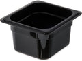 3068403-E Plastic Food Pan, 1/6 Size, 4 Inches Deep, Black