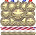 60 Pcs Gold Award Medals with Neck Ribbons 2 Inch Winner Medals Awards Bulk Metal Trophy Award Prize Gift for Adult