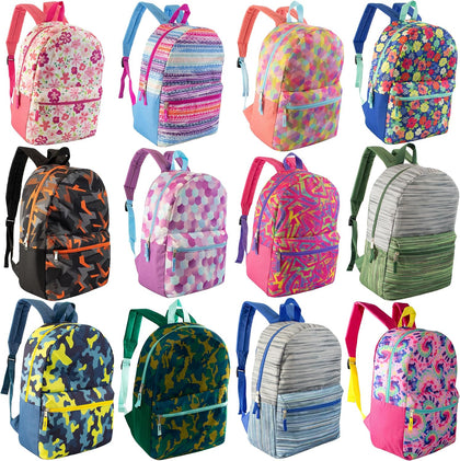 17" School Backpacks for Kids - Backpacks in Bulk for Elementary, Middle, and High School Students in Assorted Colors
