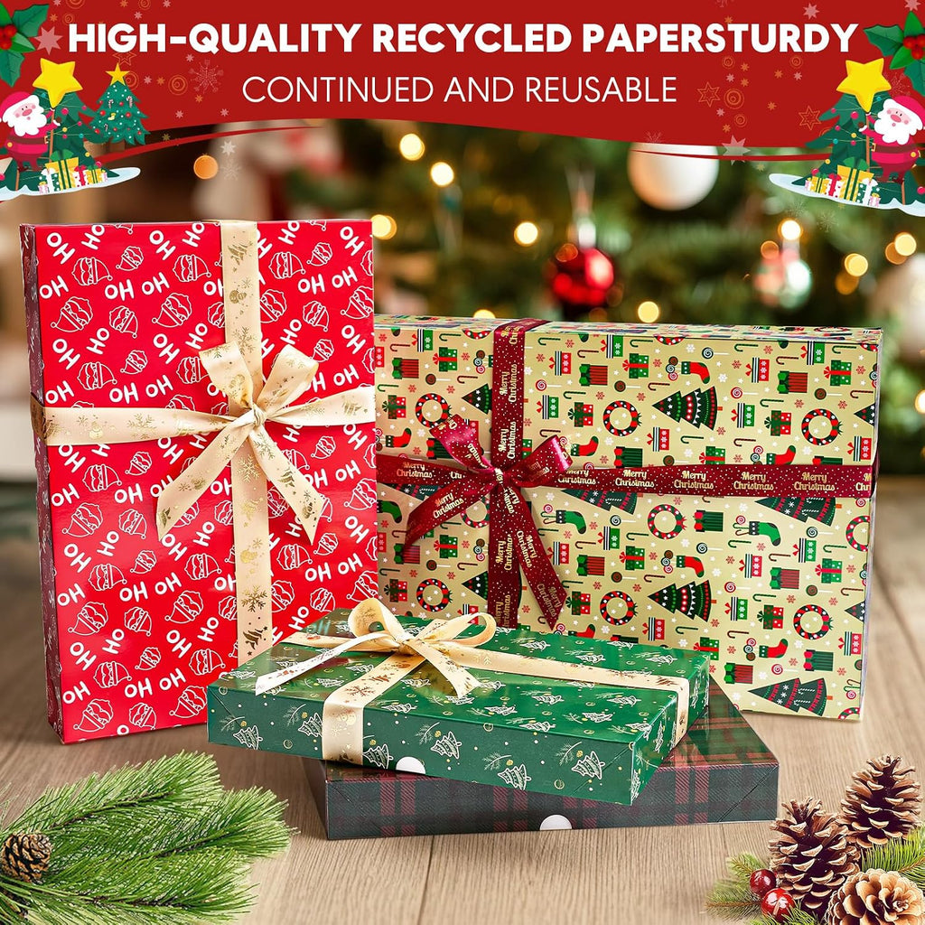 12 Pack Large Christmas Boxes for Presents, Assorted Sizes Christmas Gift Boxes with lids, 17" Premium Clothing Boxes