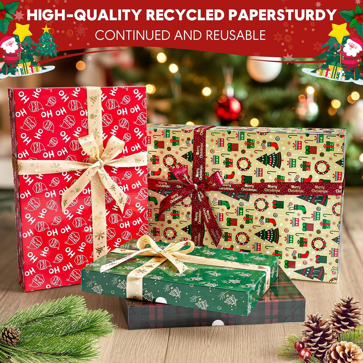 12 Pack Large Christmas Boxes for Presents, Assorted Sizes Christmas Gift Boxes with lids, 17" Premium Clothing Boxes