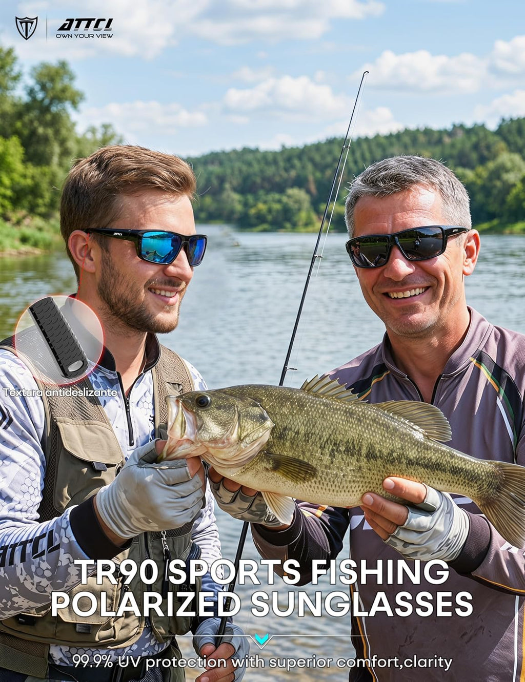 0.8 oz Polarized Sunglasses Men TR90 Wrap Around UV400 Fishing Sports | Lightweight Anti Slip Design, Reduces Glare