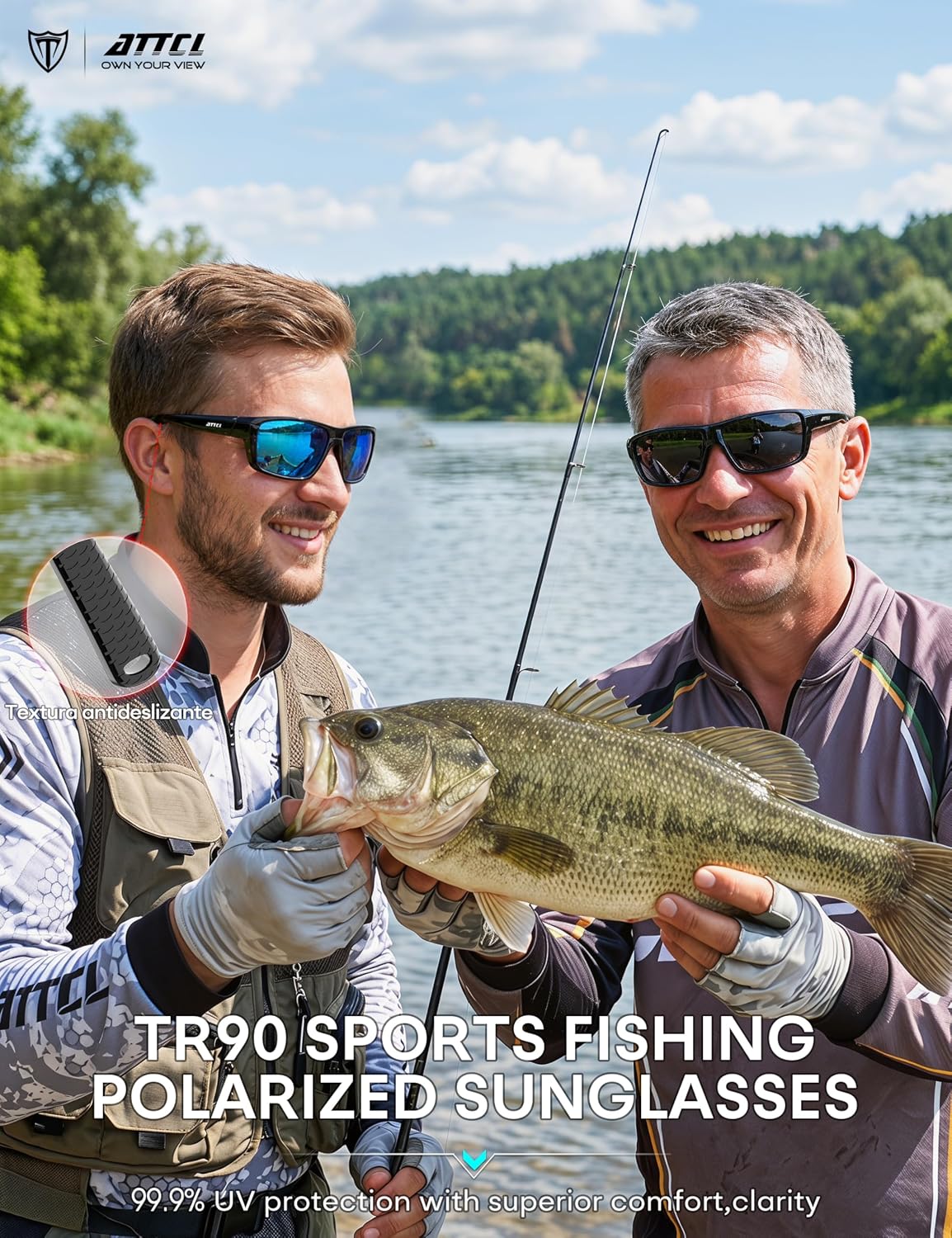 0.8 oz Polarized Sunglasses Men TR90 Wrap Around UV400 Fishing Sports | Lightweight Anti Slip Design, Reduces Glare