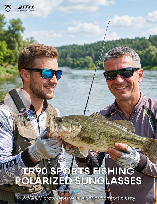 0.8 oz Polarized Sunglasses Men TR90 Wrap Around UV400 Fishing Sports | Lightweight Anti Slip Design, Reduces Glare