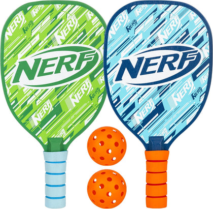 2 Player Pickleball Paddle Set - Youth Pickleball Equipment Set - (2) Wooden Paddles with Foam Grips + (2) Outdoor