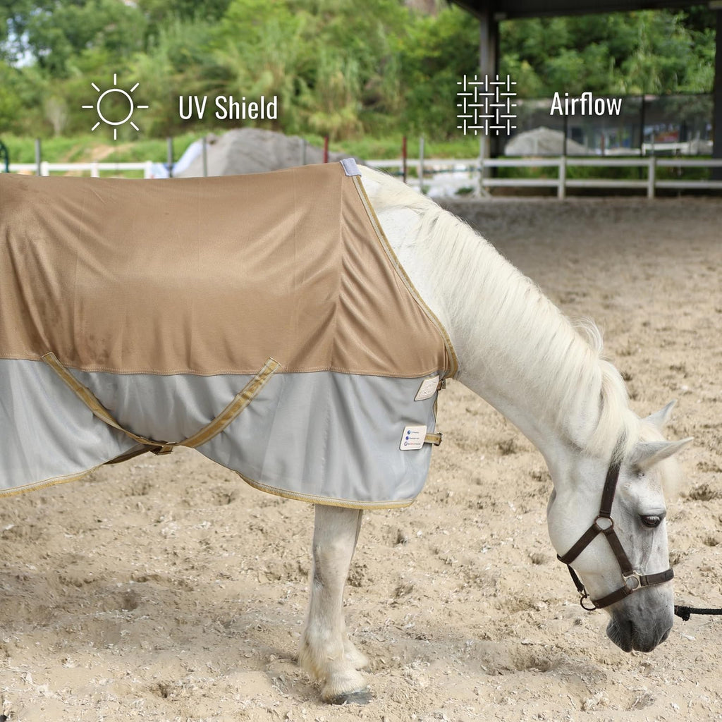 Breathable and UV Protective Tear-Resistant Mesh Horse Fly Sheet Comfy Equine Summer Sheet with Removable Web Leg Straps