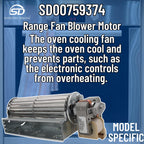 Supplying Demand 00759374 Range Fan Motor - Replaces 00755055, 4163073