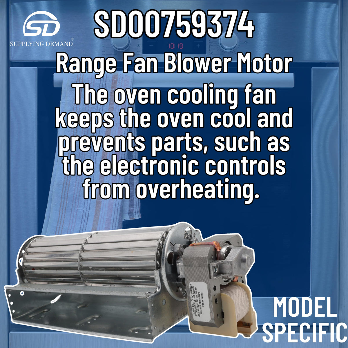 Supplying Demand 00759374 Range Fan Motor - Replaces 00755055, 4163073